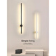 Miaopule Minimalist Long Strip LED Wall Lamp Bedroom Bedside Simple Modern Line Corridor Staircase Creative Living Room Wall Lamp Obsidian Black-60CM-Three Color Changing