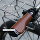 TI-MOUNT bicycle retro cowhide handlebar grip handle aluminum snap ring can lock high-quality old-fashioned urban mountain flat bar bicycle light brown leather + gold ring
