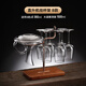 Double small red rack upside down home decoration goblet hanging wine cabinet creative wine rack bamboo base helicopter B style hanging cup integrated rack + 6 wine glasses + decanter