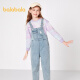 Balabala children's clothing children's pants spring and spring new children's clothing girls medium and large children's denim overalls trendy denim medium blue 88201165cm