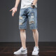 Yiran presenta los pantalones cortos de mezclilla de verano de la moda estadounidense para hombres de pantalones de cinco puntos de la moda de los hombres.
