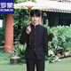 ROMON New Chinese style Chinese tunic suit Chinese style stand collar loose suit suit men's wedding and engagement wedding Chinese style high-end black jacket L