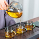 Zhengyang glass tea set small set household kung fu tea cup side handle teapot tea set complete set simple office meeting guests drinking tea ash trapezoid intuition-6 color handle cup lotus crane 10 pieces