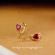 DL 199818k gold love earrings natural garnet earrings for women K gold ear bone rings ruby earrings love ruby earrings