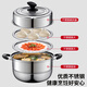 KEGOO double-layer steamer, two-layer steamer, thickened stainless steel 28cm, gas stove, induction cooker, universal soup pot KG101