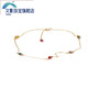 Wenyinghui Orchid k gold 14k gold gold popular anklet rice bead edge facet five-color zircon embellishment anklet Chinese Valentine's Day