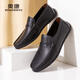 Aokang (Aokang) business casual leather shoes, comfortable soft-soled driving shoes, low-top slip-on lazy loafers, black size 40