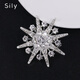 Sili anti-exposure corsage Korean style suit eight-pointed star men's brooch personalized light luxury accessories pin silver sparkling diamond eight-pointed star