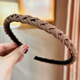 Huamurong 2025 new style fine braided hair hoop women's headband pressure hairpin hair bundle headdress hair travel with teeth anti-slip hair hole 01# black