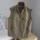 AKYK American trendy stand-up collar vest for men multi-functional waterproof breathable waistcoat vest for men outdoor sports and leisure jackets for men Khaki 2XL 150-165Jin Jin is equal to 0.5 kg