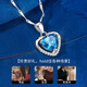 Falinro Ocean Heart Necklace Women's Silver Clavicle Chain Heart-Shaped Pendant Birthday and Valentine's Day Commemorative Gift for Girlfriend and Wife Light Luxury Style-Blue Ocean Heart Necklace Engraving