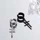 Core luxury cross ear clips for men, trendy American style, cool and handsome boys' earrings, no punching, no piercings, fake earrings, trendy men's ear jewelry, a pair of silver ear clips