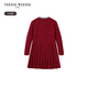 Teenie Weenie Bear Children's Wear 25 Years New Year Girls' Woolen Small Fragrance Style Pleated Dress Red 160cm