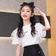 
Ikano I.KARNOW summer white children's top lace lace girl T-shirt pure cotton princess big children's half-sleeved summer girl short-sleeved trendy t 9955 white + 9922 white 170