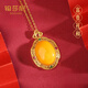 Boshani Beeswax Pendant Women's Amber Sterling Silver Necklace Niche New Chinese Style National Style Mother's Birthday Gift Wealth and Peace Pendant + Silver Chain