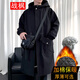 Zhanfeng (zhanfeng) Extra Large Men's Windbreaker Men's Mid-Length Autumn and Winter Trendy and Handsome British Style 300 Jin Jin equals 0.5 kg Coat Versatile Jacket Black Cotton 5XL Recommended 200-220 Jin Jin equals 0.5 kg