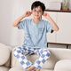 Manidor pajamas for boys summer new short-sleeved trousers for boys and girls for spring and autumn teenagers pure cotton children's air-conditioned home clothes N9902 short length 130 14 size recommended 125-135cm