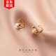 Djin French double circle pearl ear clip S925 silver pearl pierced ear clip ear bone clip birthday goddess day gift earrings double circle pearl ear clip gold