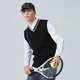 Mark Waffe [Split Contrast Color] Sweater Men's 24 Autumn and Winter V-neck with Wool Minimalist Line Design Casual Sweater Vest 001 Black Comfort Edition M
