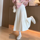 Yijian knitted pleated skirt for women in autumn and winter, small, high-waisted, slim, mid-length, a-line umbrella skirt, long skirt, versatile knitted pleated skirt, off-white - one size fits all (recommended 80-120 Jin Jin equals 0.5 kg)