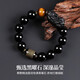 BJYL Obsidian Bracelet Lucky Pixiu Bracelet Men's Transport Beads Tiger Eye Stone Jewelry Gift for Boyfriend and Husband Lucky Pixiu Heart Sutra Obsidian Bracelet-12mm