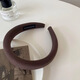 Jing Nian's new simple solid color heightening headband thickened sponge wide-brimmed headband face wash Japanese all-match high-end headwear hair accessories dark brown color 1 piece