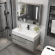 Washbasin Customized Slate Countertop Bathroom Cabinet Smart Mirror Cabinet Combination Bathroom Washing Face Hand Washing Sink Vanity Basin 80cm Slate Ceramic Basin + Three-Standard Smart Defogging Mirror