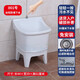 Rongjie automatic drain household large wash mop pool without dirty hands ceramic balcony desk control small bathroom square mop pool No. 001 (length 44 width 39) + Taiwan control anti-blocking