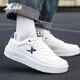 XTEP (XTEP) Herrenschuhe Sommer 2025 Neue Luftwaffe Nr. 1 Leder weiße Schuhe Height-verstärkt leichte Freizeitsportschuhe für Männer 0028 Segel Weiß/Mo Blau 41