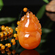 Qinhenghui guaranteed price Fat Donglai quality official beeswax pendant for women and old men chicken fat yellow amber long necklace ethnic style hanging D style/gourd (old honey style)