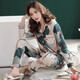 Qianzhiya (QIANZHIYA) pure cotton pajamas women's middle-aged women's home clothes autumn long sleeve suit floral large size loose lapel home clothes XRC-20-9906# Women's L/165