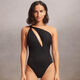 SEAFOLLY Women's one-shoulder hollow one-piece swimsuit Eco-friendly fabric Full coverage design Eco Collective Black 4