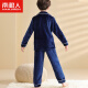 Antarctic children's pajamas, boys' pajamas, autumn and winter flannel pajamas, children's home clothes, dark blue solid color 160