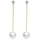 Yichan long tassel imitation pearl earrings without pierced ears clip niche design high-end earrings 2025 new explosive earrings long slim pearl earrings