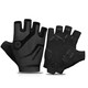 ROCKBROS Cycling Short Finger Gloves Half Finger Fitness Gloves Men's and Women's Cycling Outdoor Breathable Sports Spring and Summer Black (SBR + Velvet Palm Pads) XL