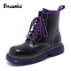 Non-mysterious thick-soled Martin boots for women in autumn new style Internet celebrity eight-hole British style breathable mid-calf short boots for women 05H1348 black and purple 37