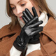 Red Dragonfly Leather Gloves Women's Winter Velvet Thickened Water-Repellent Windproof Touch Screen Winter Student Riding Motorcycle Warm Gloves Touch Screen Velvet Women's Screw Model Warm and Comfortable Velvet Lining
