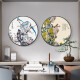 Tongdi New Chinese-style circular decorative painting Living room sofa background wall mural painting Aisle corridor entrance painting Study room landscape hanging painting 12176 plum porcelain diamond inlay-diameter 100-black frame (customized