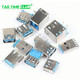 USB3.0-AM/AF 90/180 degrees USB A female A male B female square port Type A B type interface connector USB3-0AM-SMD sinking plate (blue glue) (5 pieces)