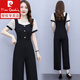 
Pierre cardin short-sleeved chiffon wide-leg jumpsuit set for women 2024 new fashion style summer thin all-in-one jumpsuit [1098%23] apricot jumpsuit M Recommended 95-105Jin [Jin equals 0.5 kg]