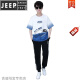 JEEP SPIRIT夏季青少年短袖t恤男孩少年衣服高中初中学生夏装帅气运动套装潮 白灰色 套装TZ9226款 S【60-75斤】
