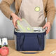 Insulated bag portable insulated bag 8 hours aluminum foil thickened large student lunch box bag office worker waterproof navy blue small thickened insulated model