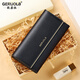 Gorola 2025 New Women's Wallet Long Genuine Leather Clutch Women's Wallet Coin Purse Wallet Large Capacity Multiple Card Slots Classic Black - Anti-Theft Brush