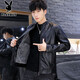 Playboy Autumn and Winter Leather Jackets Men's Trendy Jackets Men's Casual Men's Leather Jackets Handsome Motorcycle Clothing Tops 8961 Black Velvet M