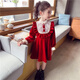 Xiaoqiao Fox 2026 winter new style girls red velvet dress children's velvet New Year's greetings girl princess skirt QQB red lace skirt velvet winter style 120
