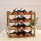 Double small European solid wood light luxury high-end red wine rack ornaments wine cabinet decorations creative red wine rack holder display shelf home carbonized color 3 bottles