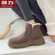 Pull back women's shoes snow boots women's winter velvet thickened warm cotton shoes camel 38