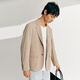simple pieces西装外套夹克男SPS春秋简约高级感经典百搭休闲针织仿麻感 奶茶色 S