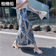 Bergren Tailandia Vacaciones Wrap Wrap Skirt Falda de encaje de Lace-Up Yunnan Estilo étnico Playa impresa Xishuangbanna Falda Tarjeta negra 841-4 Tamaño igual