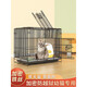JPHZNB home indoor cat cage with toilet in one, does not take up space, large two-story cattery with extra large free space, black basic package one, S-size 50*32*38cm